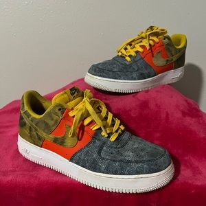 Nike Air Force 1 Low 07 Lv8 Dark Sulfur Tie Dye Canvas Mens Sz 11.5 CZ0337-700